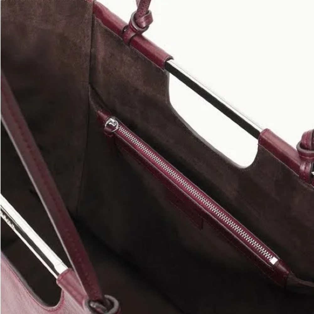 NEW STAUD Raisin Brown Tote Bag with metal Handles - Picture 4 of 12